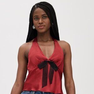Reformation Red Camisole with Black Bow